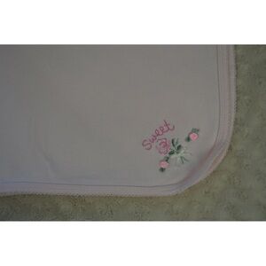 Small Wonders Sweet Flower Baby Blanket Light Pink Floral Bow Green Rose Lovey
